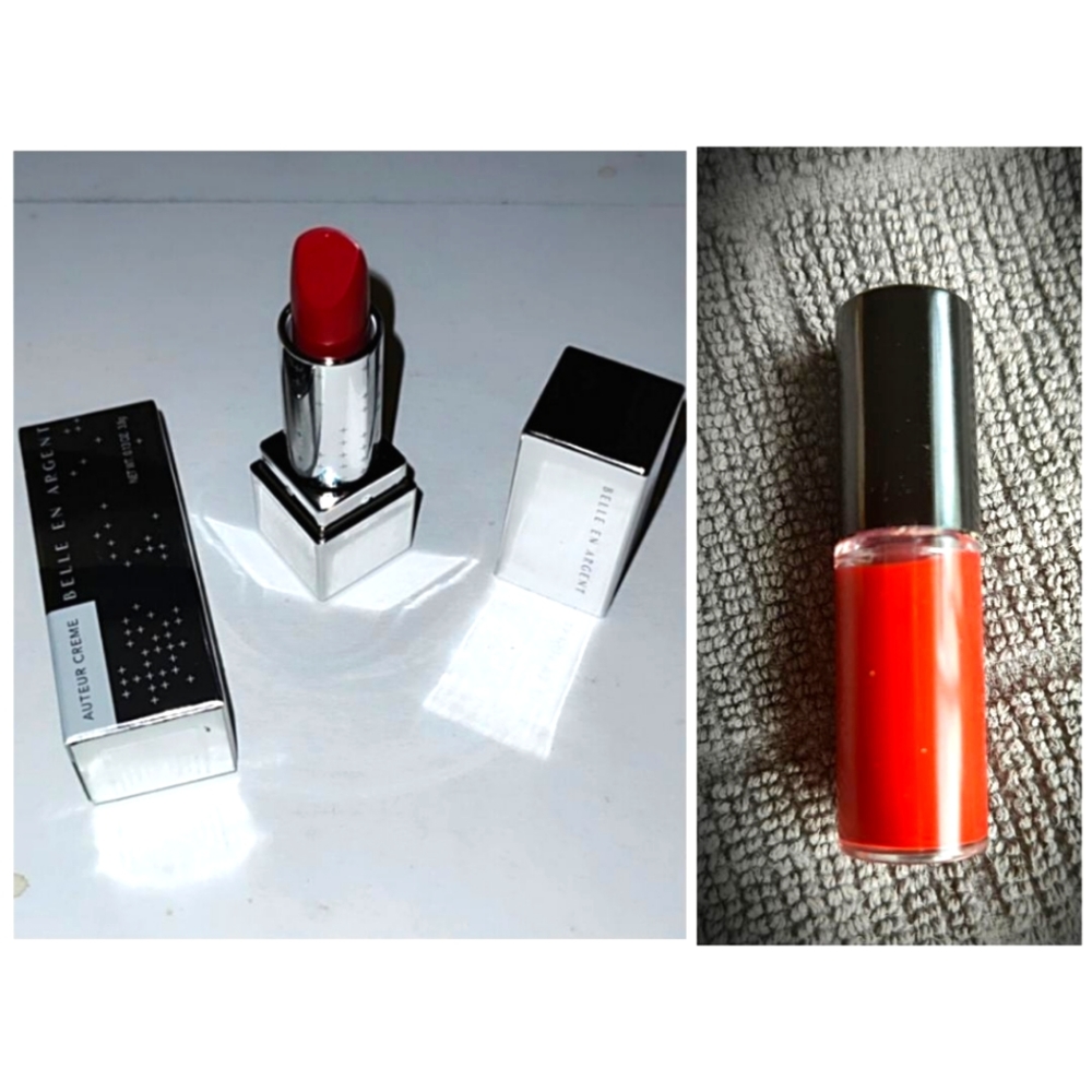 2 travel sz luxury lipsticks: Belle en Argent 112; Lancome 374. New
